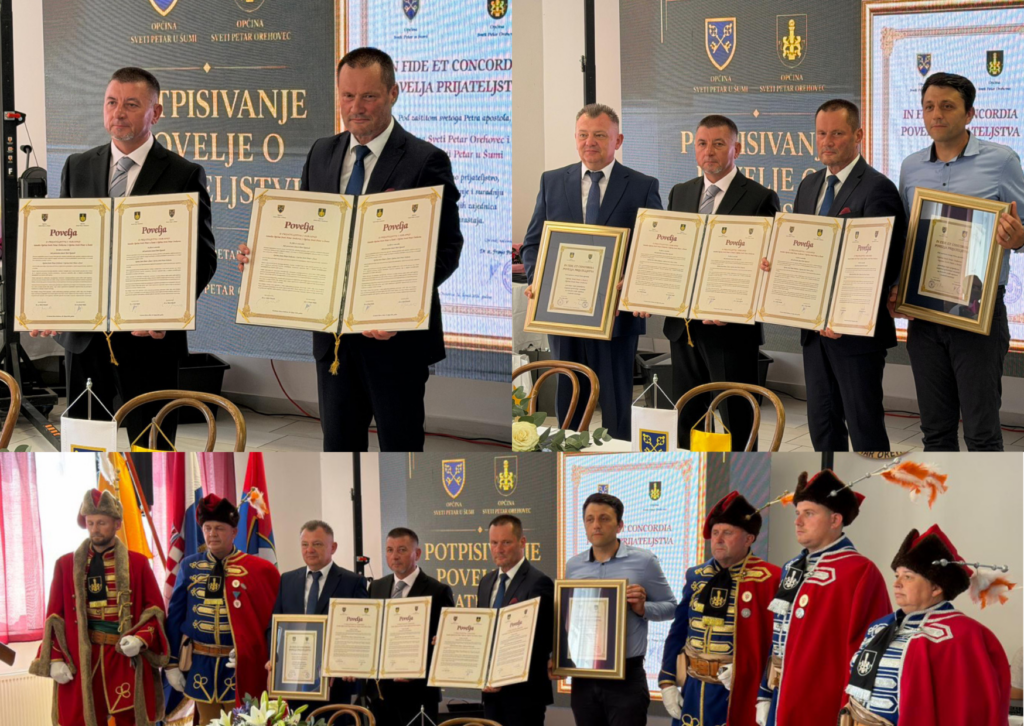Potpisivanje Povelje prijateljstva s Općinom Sv. Petar u Šumi, izvor fotografija: Televizija Križevci